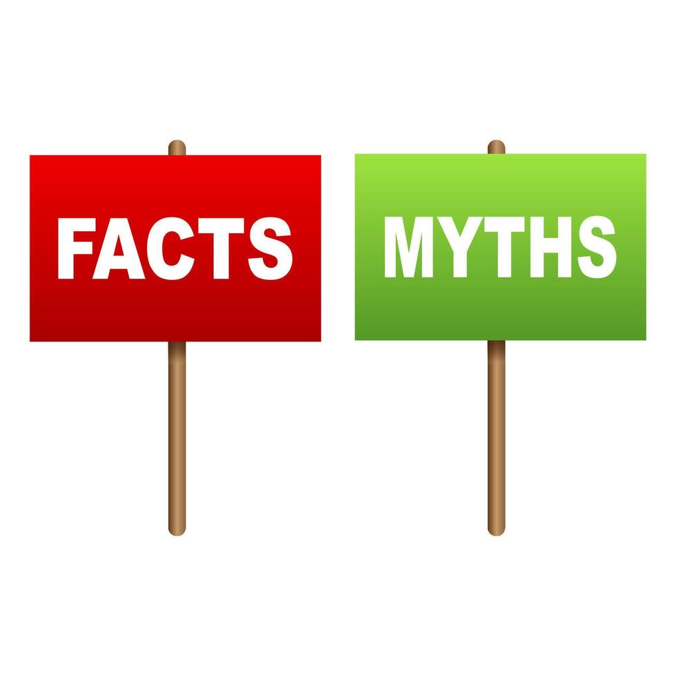 Facts vs myths conceptual sign illustration. illustration vector