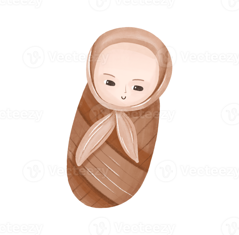 Boy or girl gender neutral illustration. Little Baby. Watercolor art for baby shower png
