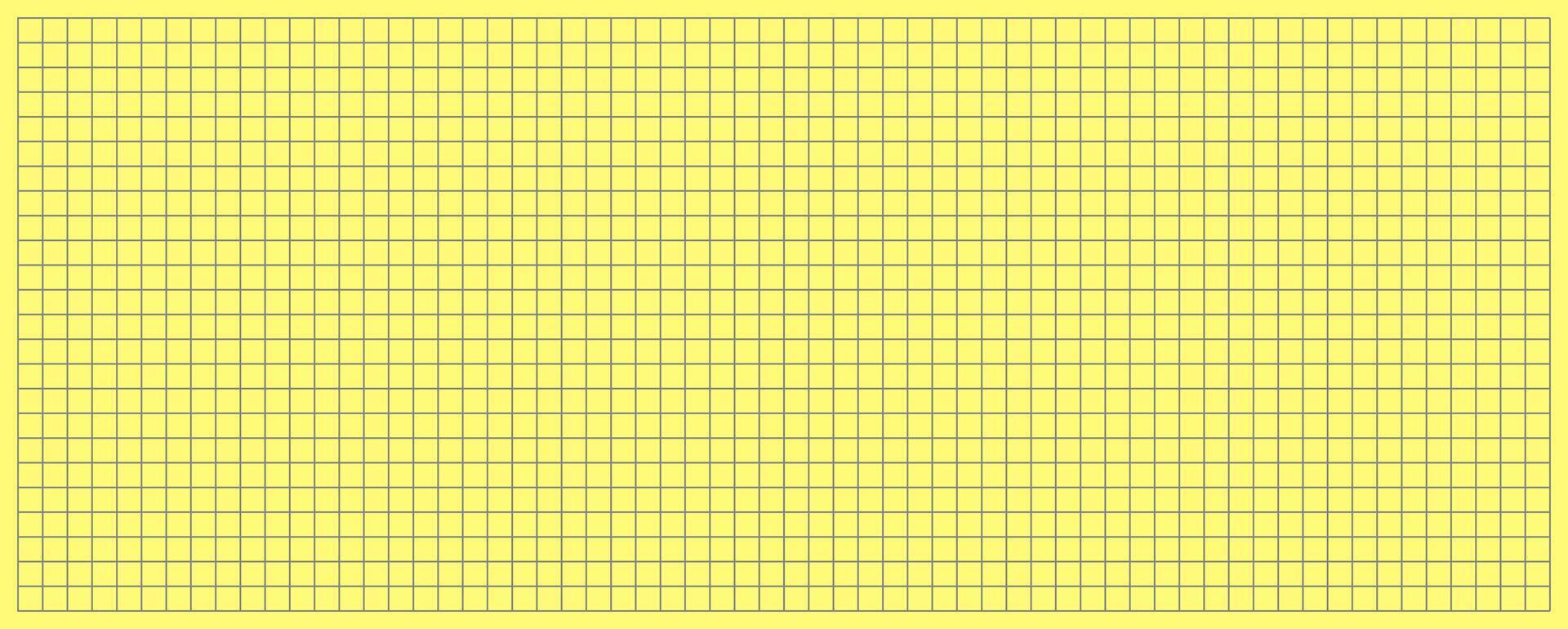 Seamless grid yellow paper background. Squared notebook page template with thin light gray lines on a color background. vector