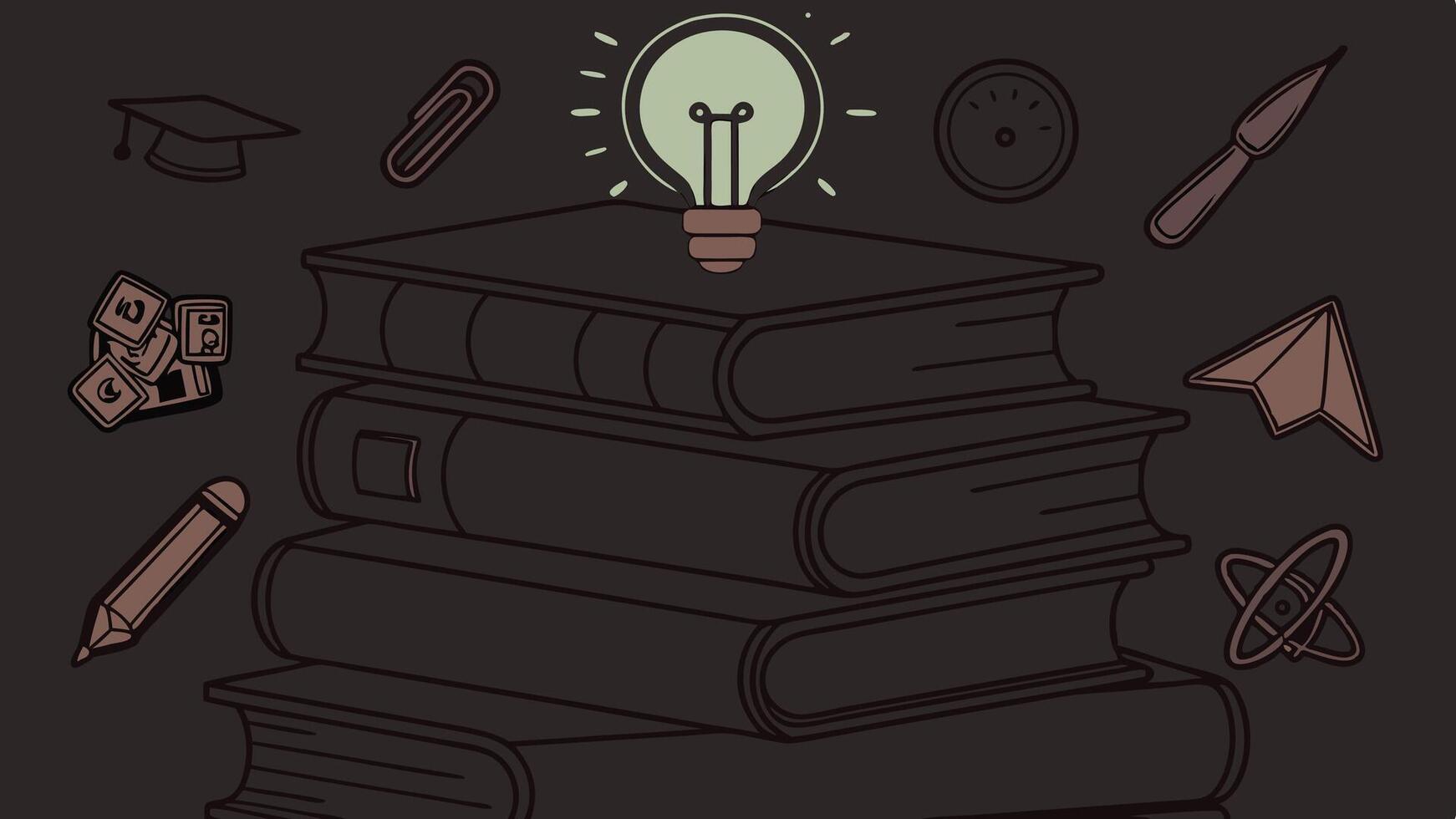 Book learning concept with lightbulb idea for education and knowledge achievement and success design vector