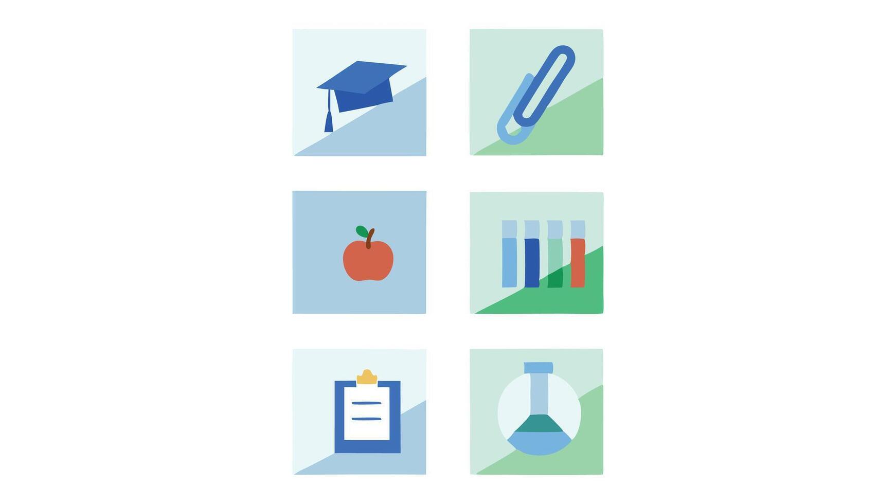 Colorful Icons Education Science Research Knowledge and Data Analysis Flat Design Minimalist Style vector