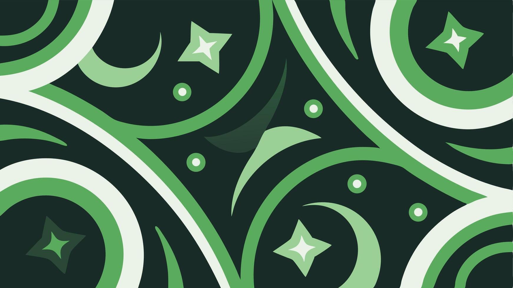 Abstract green pattern background design with stars circles and swirls wallpaper illustration vector