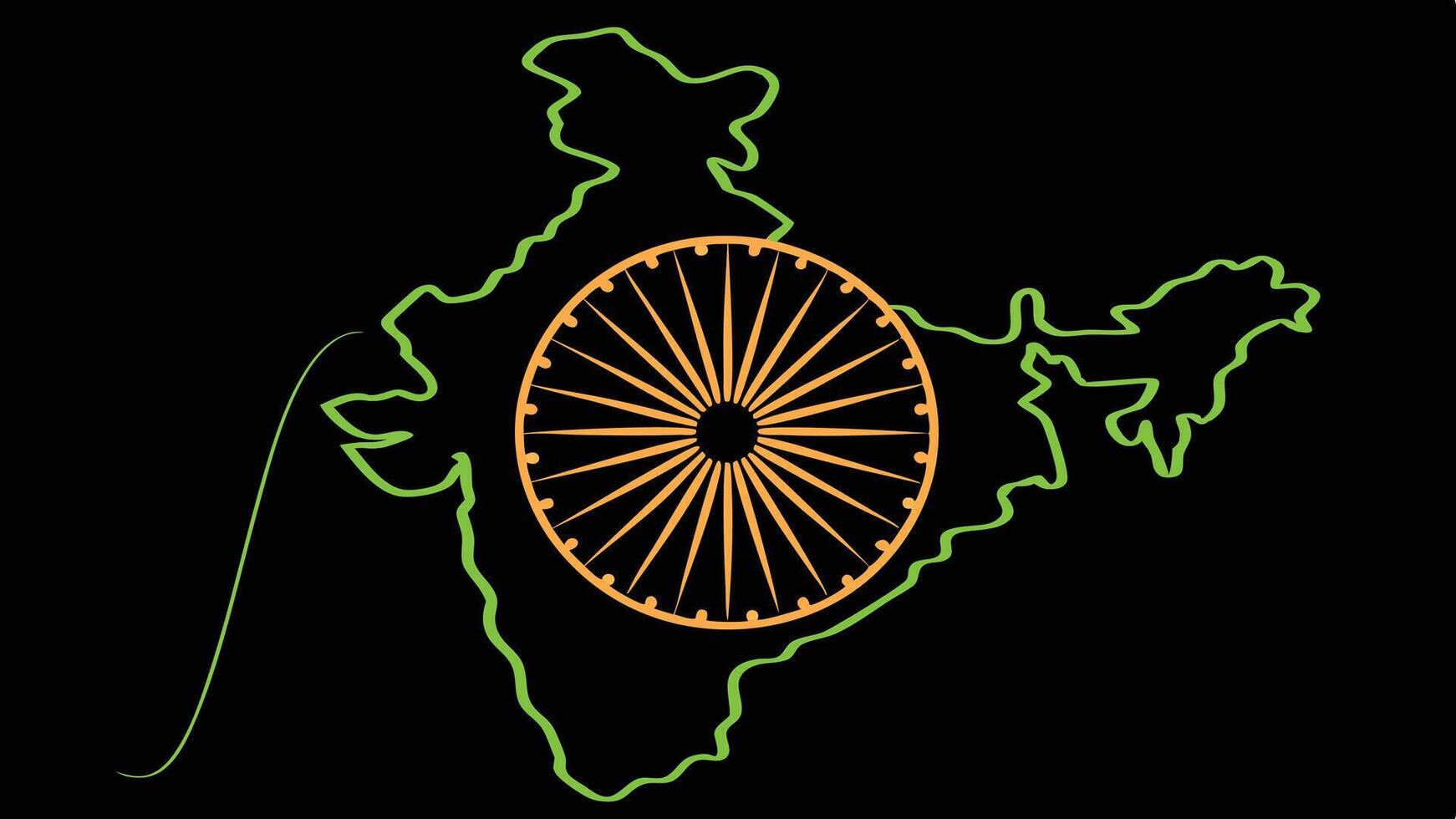 India s vibrant map with Ashoka Chakra a symbol of national pride and unity displayed against a bold black background vector