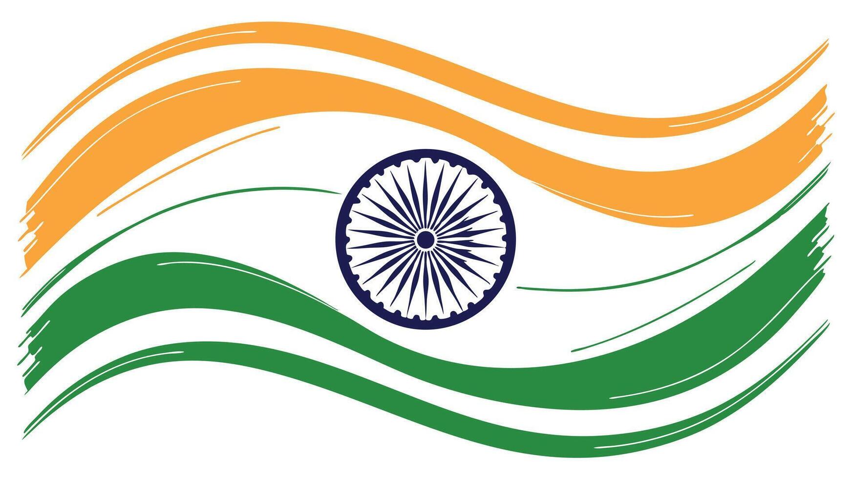 Celebrate India s vibrant flag A waving saffron white and green artistic design with the Ashok Chakra symbolizing peace vector