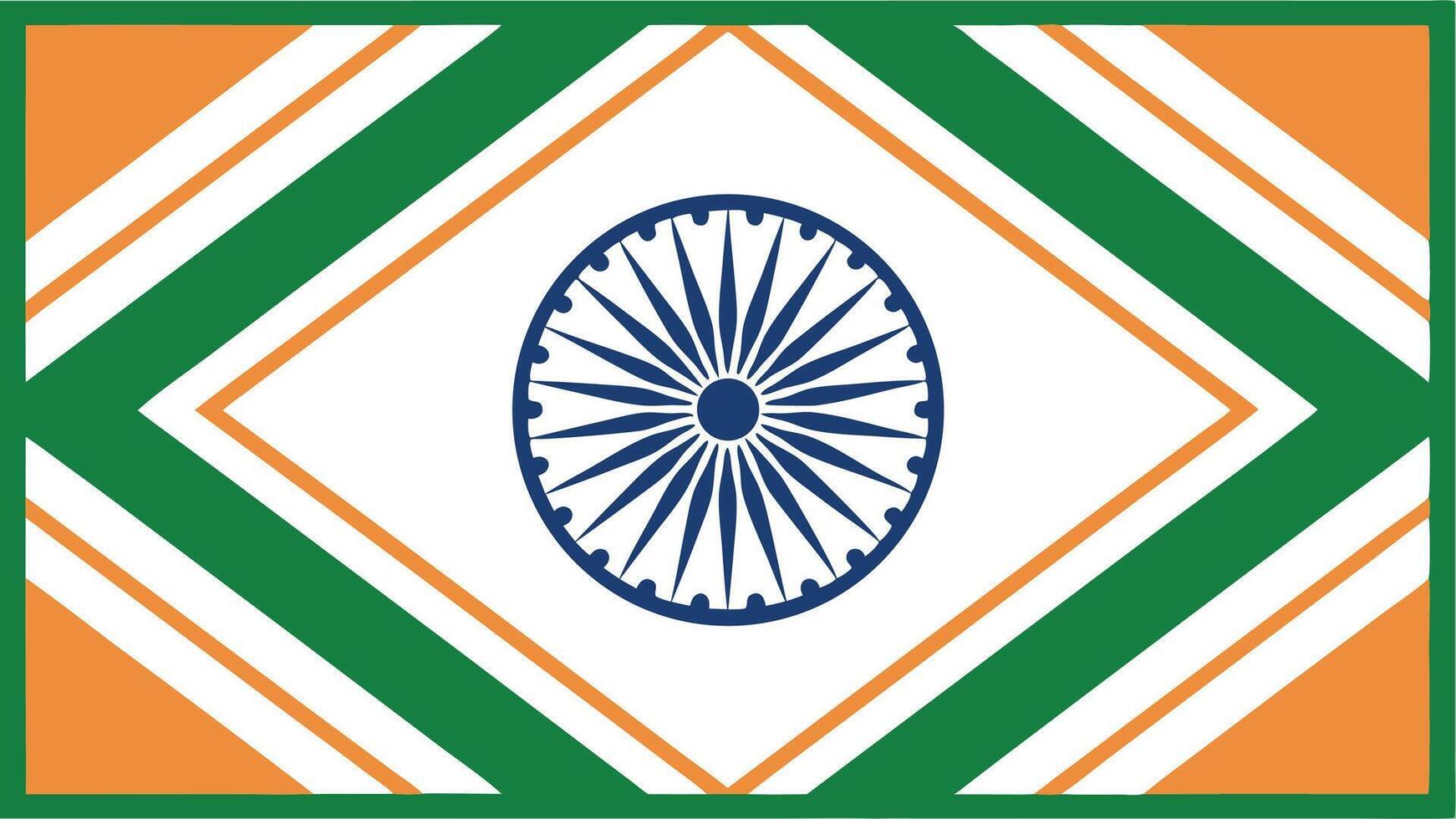 India flag illustration graphic design background with chakra and tricolor stripes design concept art vector