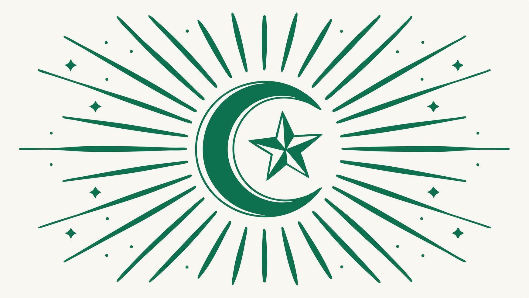 Islamic star and crescent moon graphic design element in green color for ramadan kareem concept vector