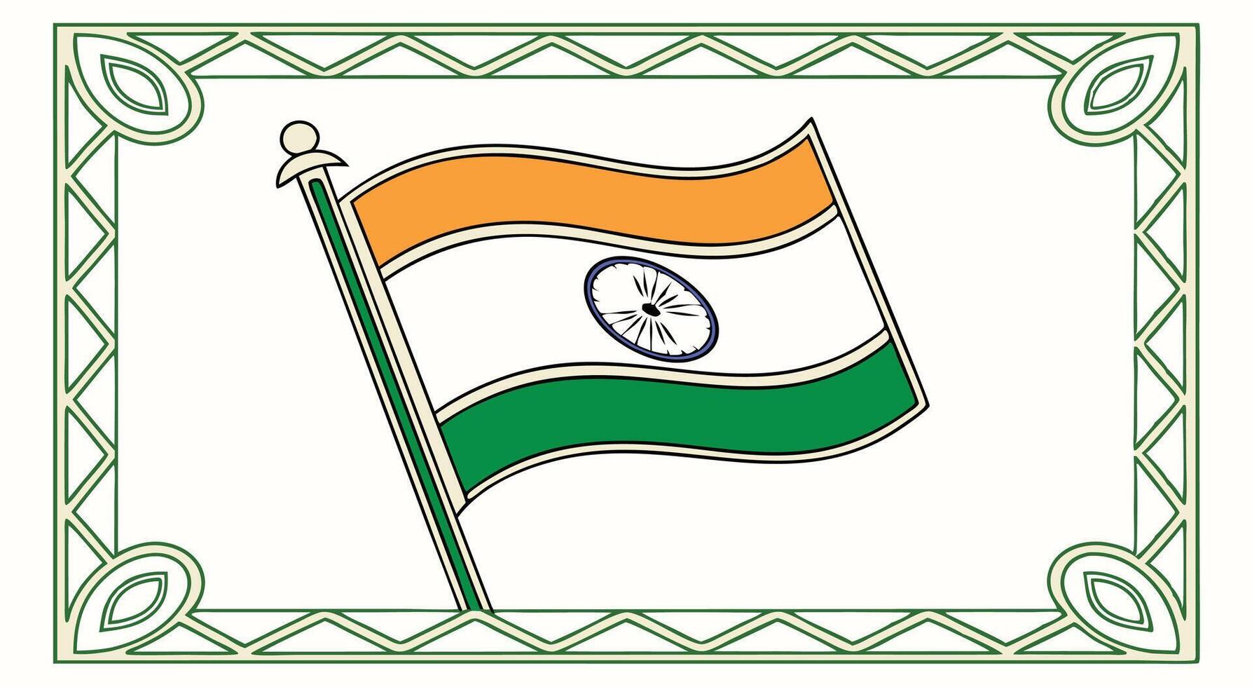 Indian flag drawing illustration for independence day republic day design template 100 character vector