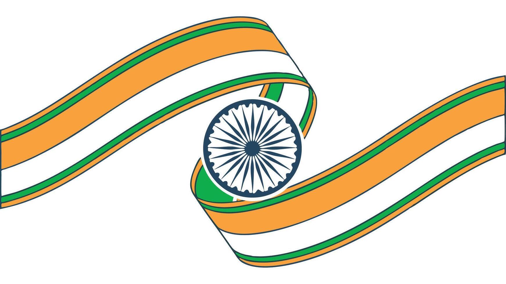Indian flag ribbon illustration design for independence day and republic day celebration 2024 vector