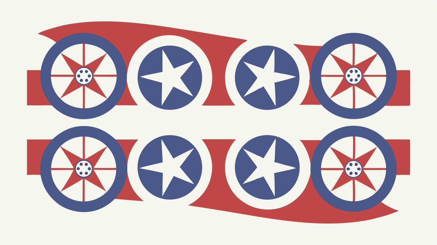 Patriotic american flag wheels and stars pattern design graphic illustration background image vector