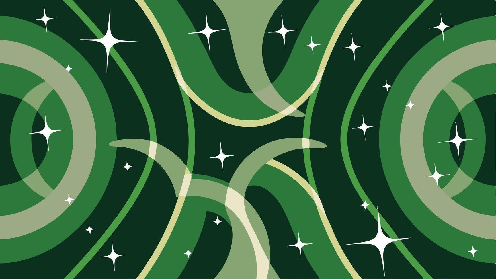 Green abstract background with circles and stars wallpaper design for website and social media posts vector
