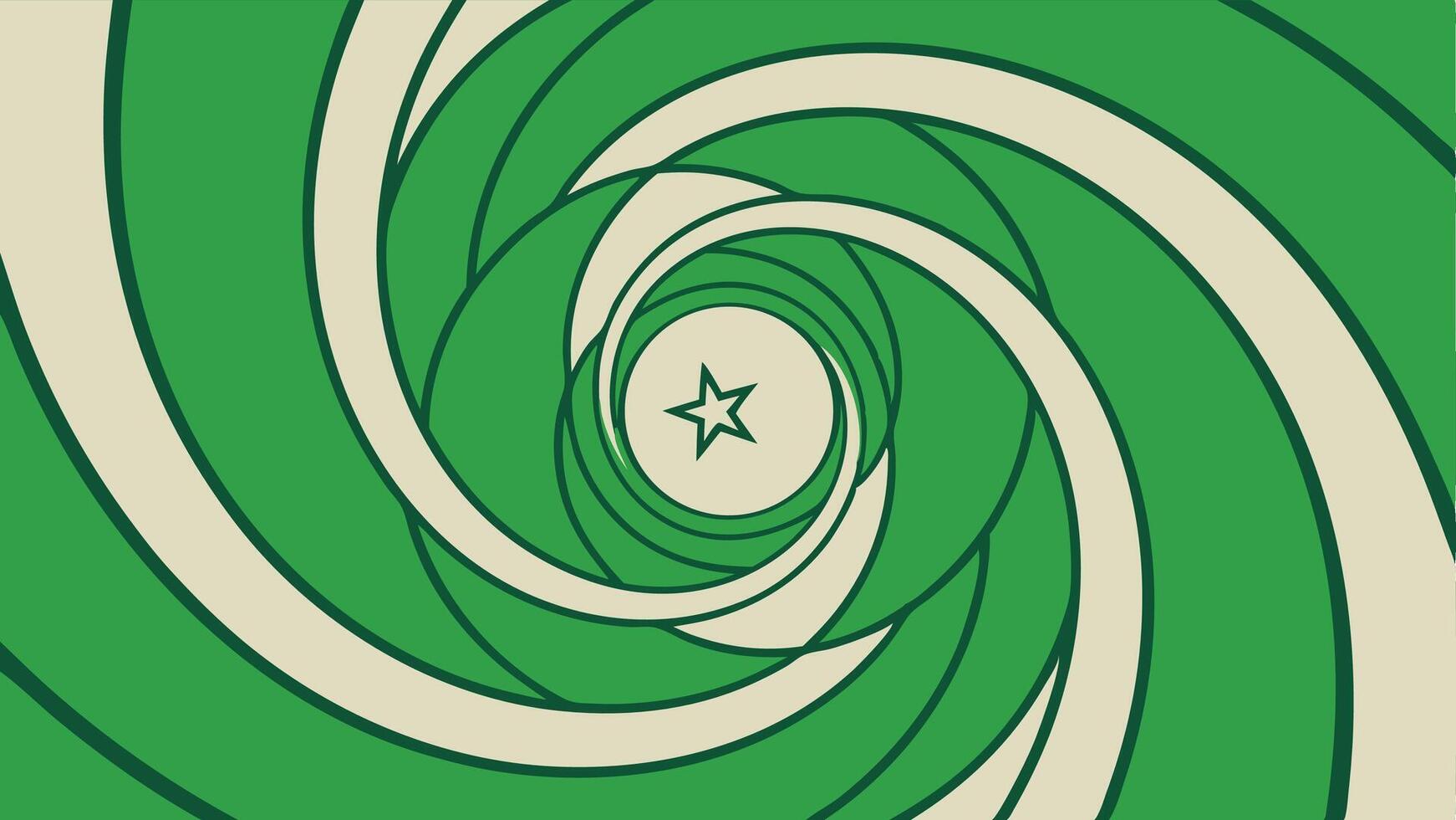 Green and beige spiral with star in center abstract design background art illustration graphic vector