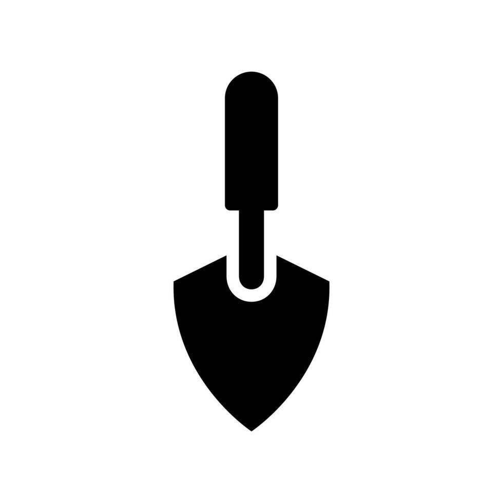 A black and white icon of a shovel vector