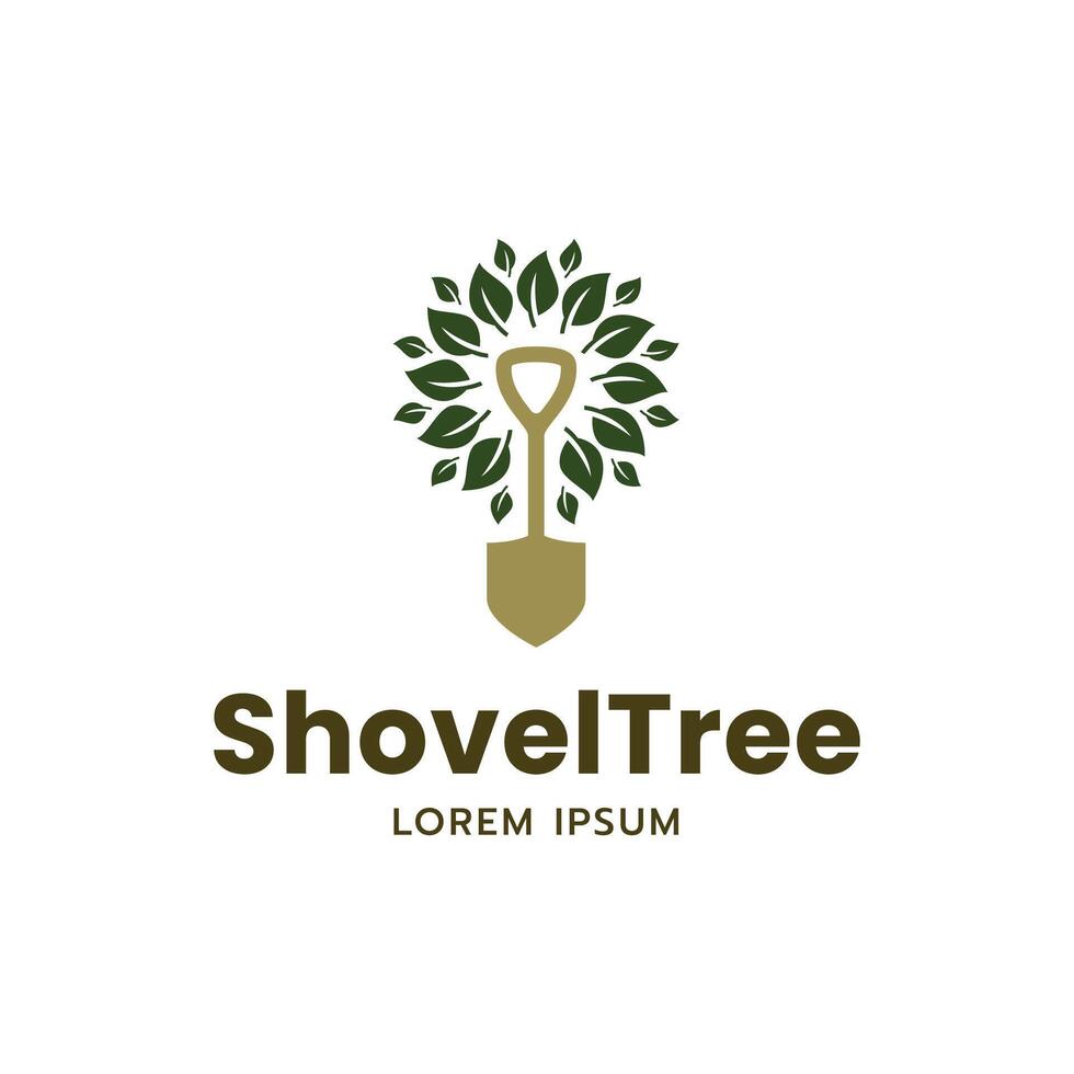 Shovel tree logo design vector