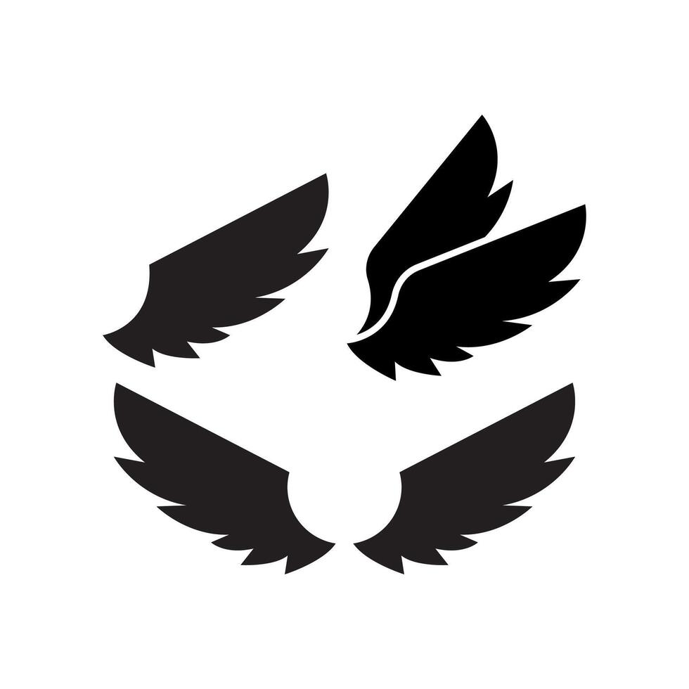A set of black wings with a white background vector