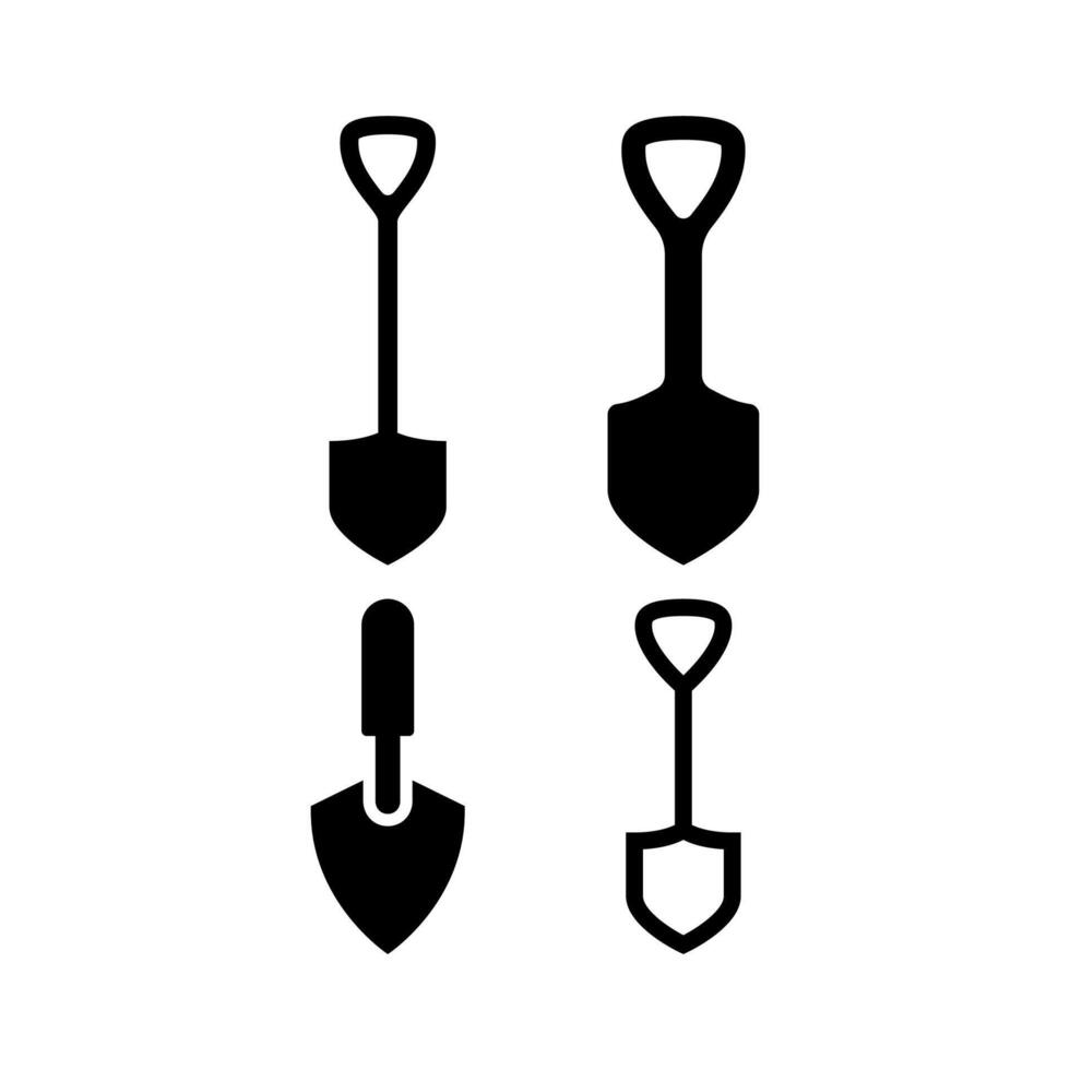 A set of shovels and spades on a white background vector
