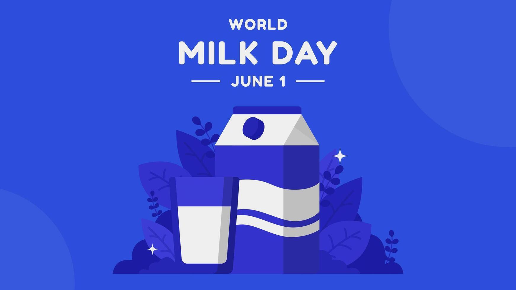 World Milk Day horizontal greetings background on blue background vector