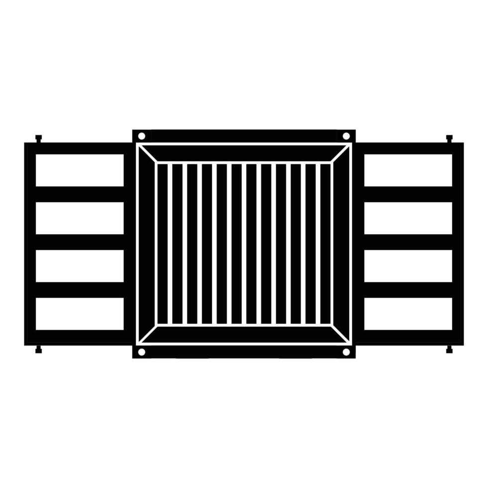 Opened Shipping Container Silhouette. Black and White Icon Design Elements on Isolated White Background vector