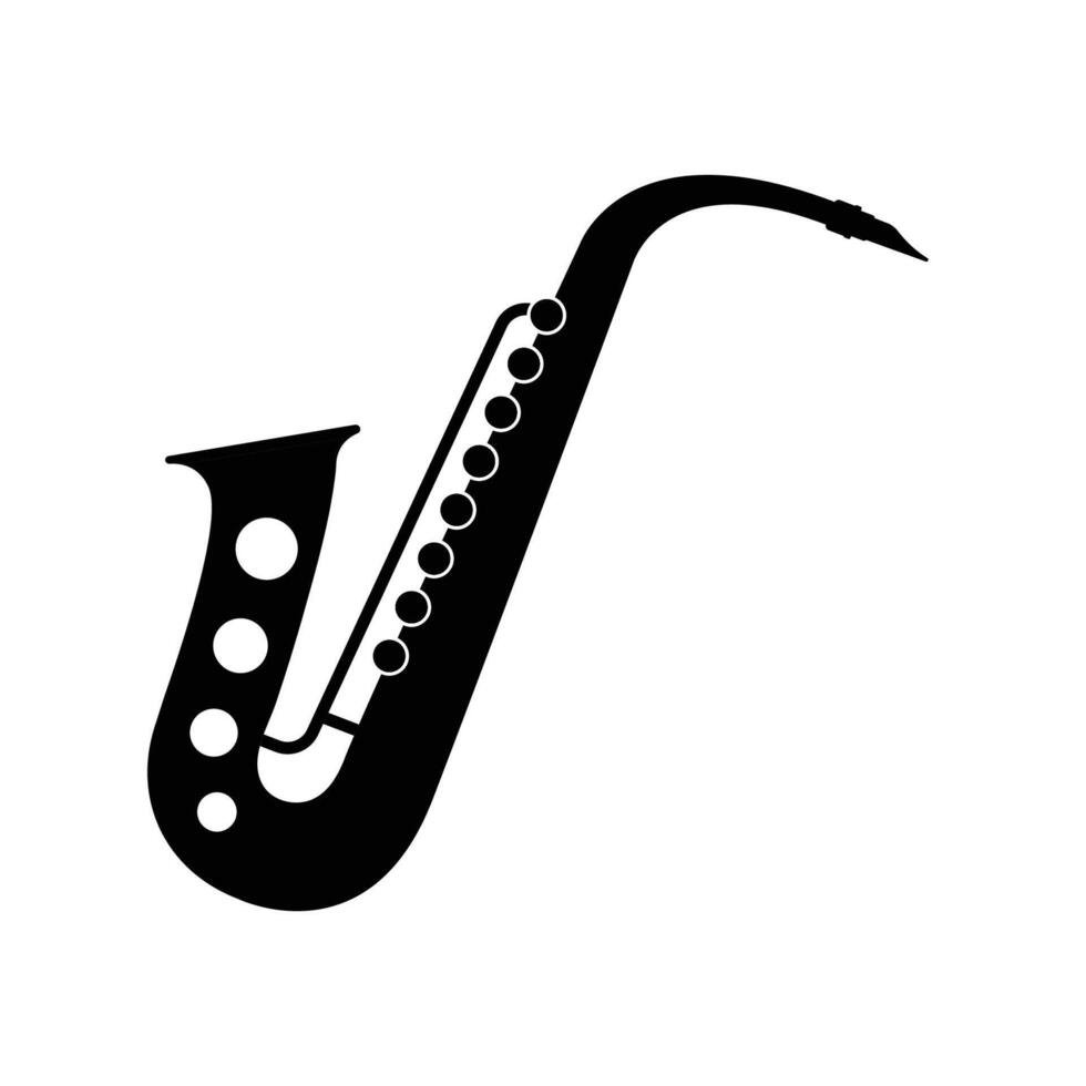 Saxophone Silhouette. Black and White Icon Design Elements on Isolated White Background vector