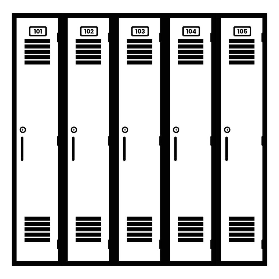 School Locker Silhouette. Black and White Icon Design Elements on Isolated White Background vector