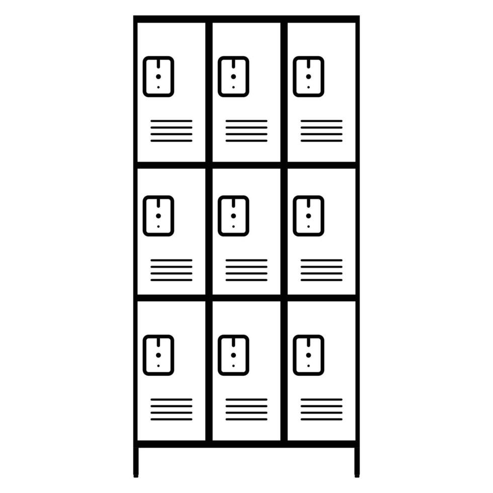 School Locker Front Silhouette. Black and White Icon Design Elements on Isolated White Background vector