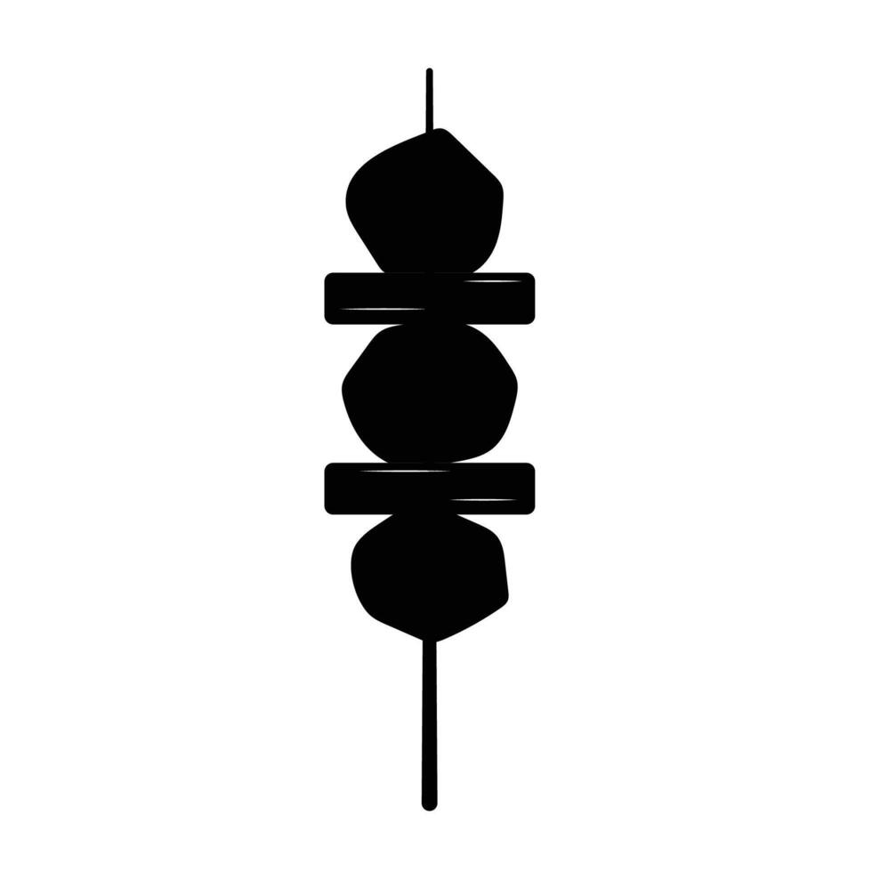 Meat Skewer Silhouette. Black and White Icon Design Elements on Isolated White Background vector