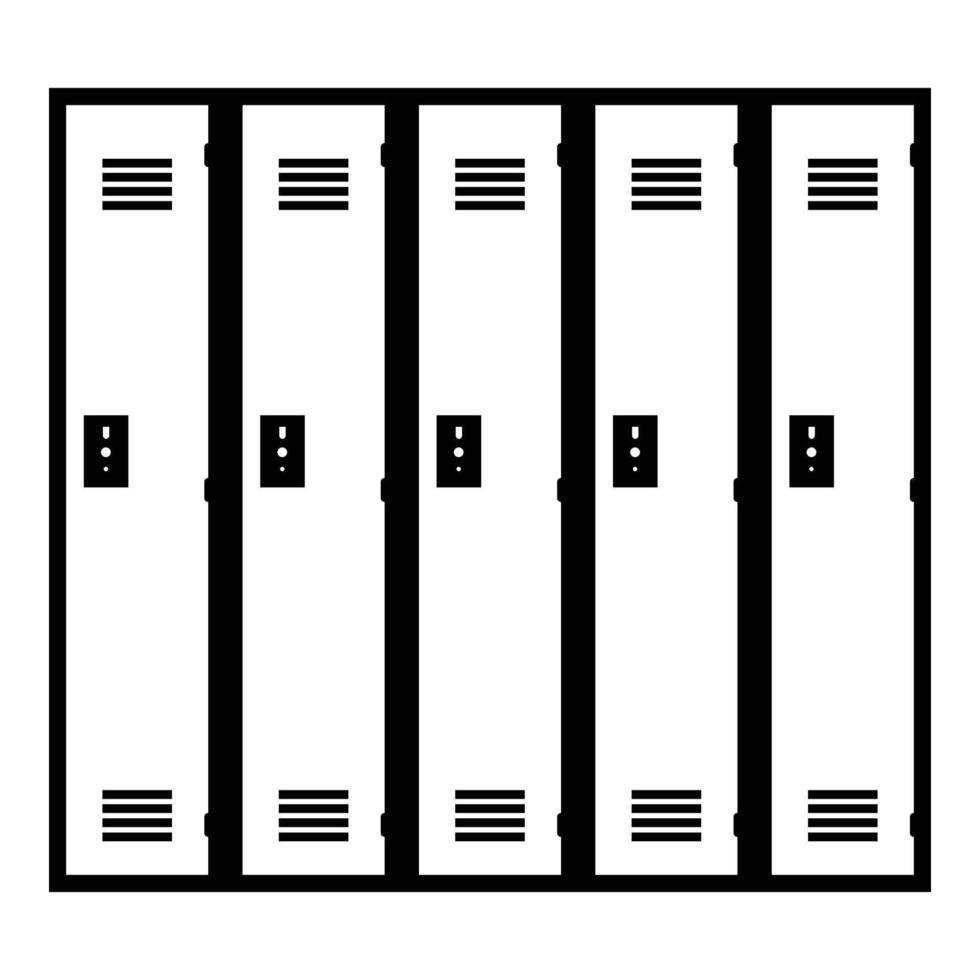 School Locker Row Silhouette. Black and White Icon Design Elements on Isolated White Background vector
