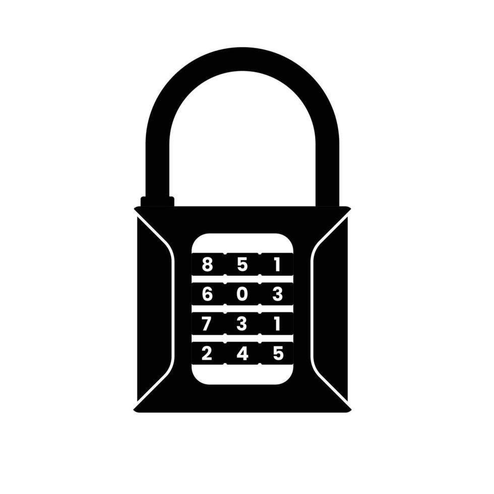 Combination Padlock Silhouette. Black and White Icon Design Elements on Isolated White Background vector