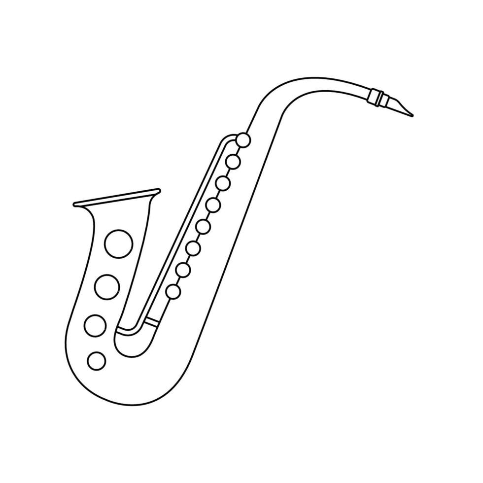 Saxophone Outline Icon Illustration on White Background vector
