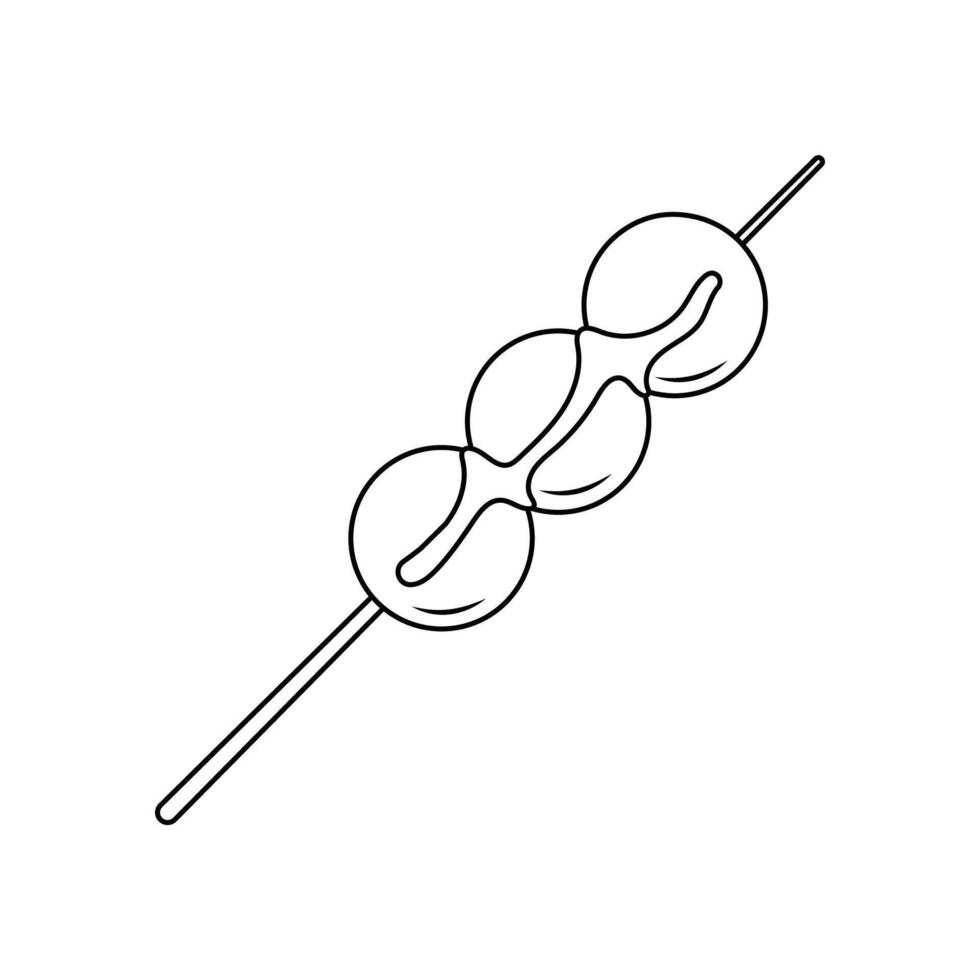 Dango with Sauce Outline Icon Illustration on White Background vector