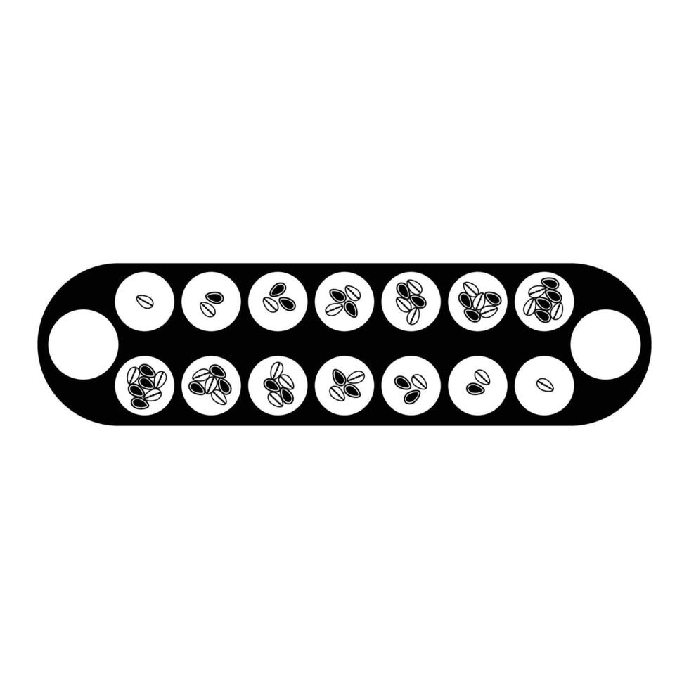 Mancala Congklak Traditional Board Game Silhouette. Black and White Icon Design Elements on Isolated White Background vector