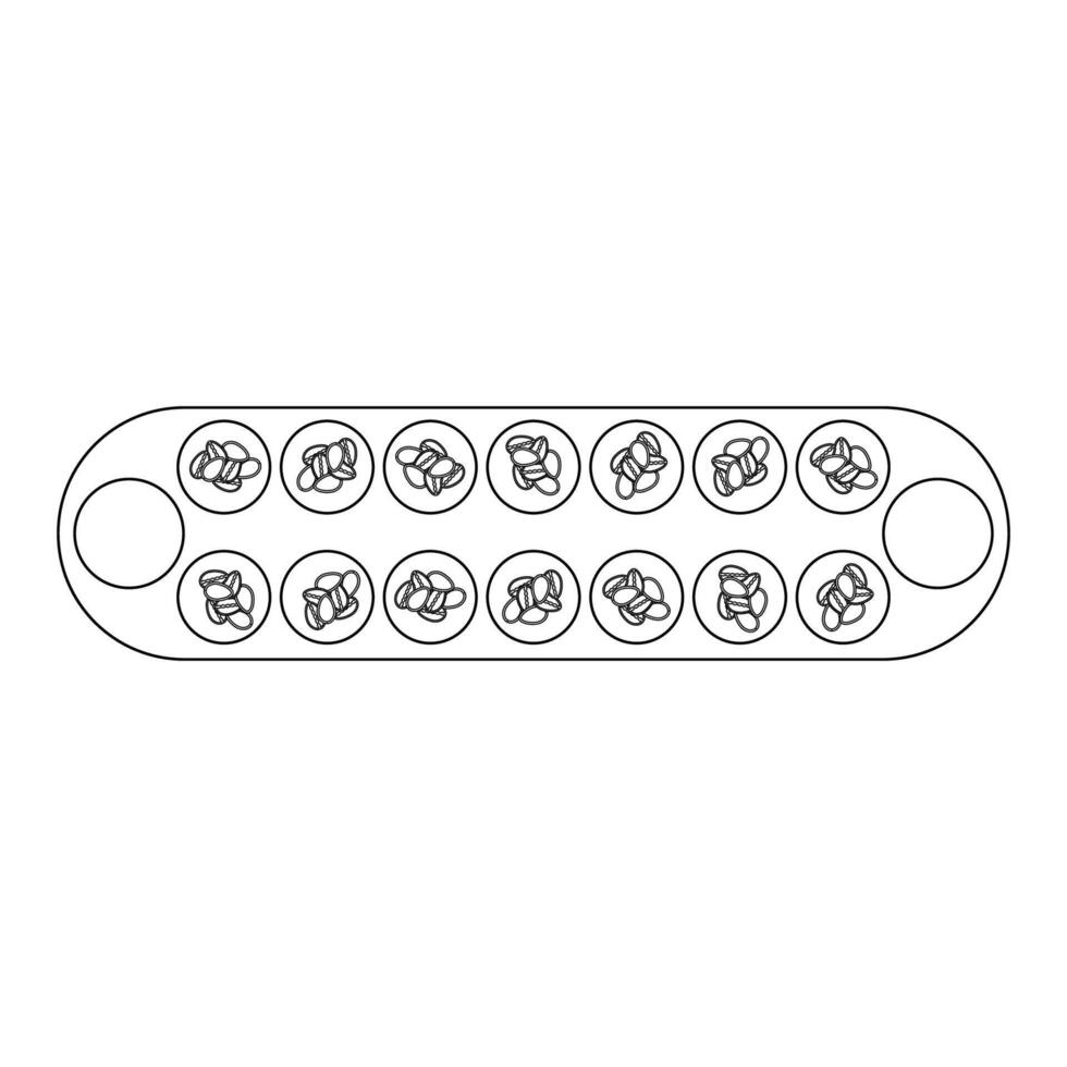 Mancala Congklak Traditional Board Game Outline Icon Illustration on White Background vector