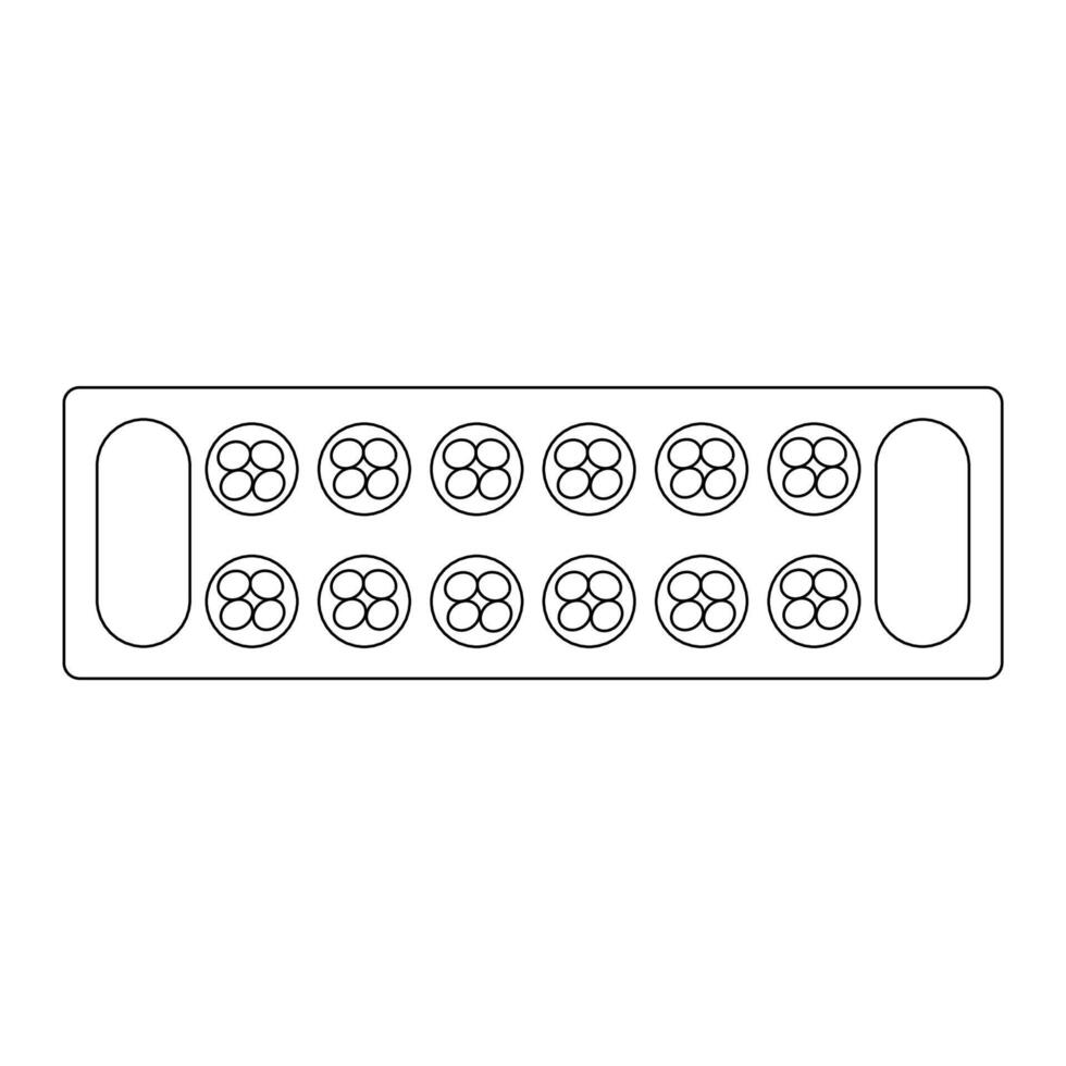 Mancala Traditional Board Game Outline Icon Illustration on White Background vector