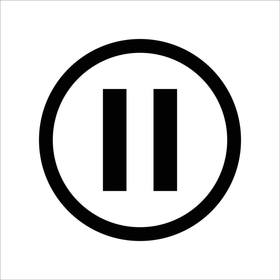 Pause Symbol Icon in Black Circle Isolated on White Background vector