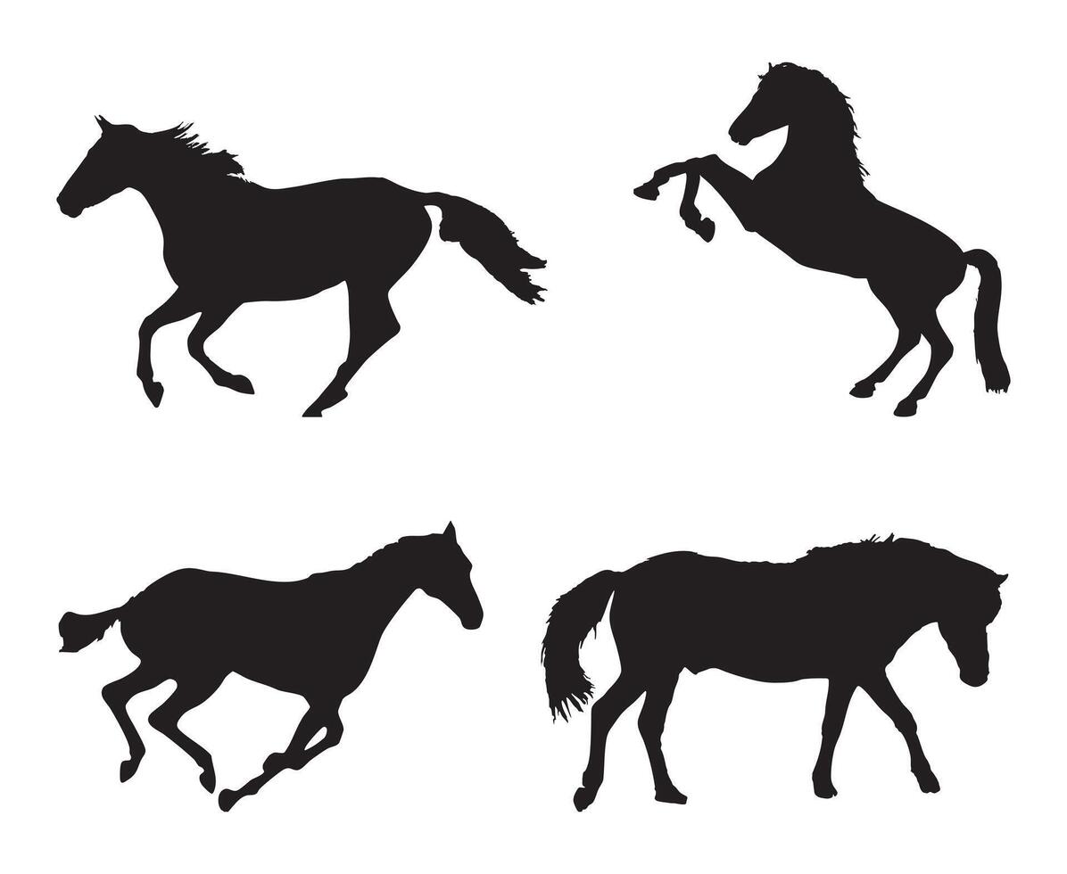 Silhouette of Four Horses in Various Poses vector