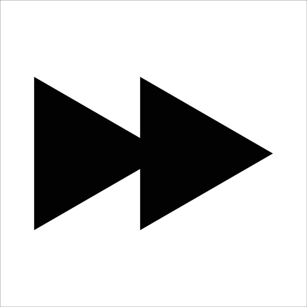 Black Fast Forward Icon Symbol on White Background vector