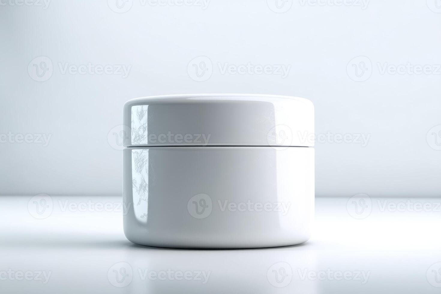 White Cosmetic Jar Mockup for Cream Lotion or Balm Packaging photo