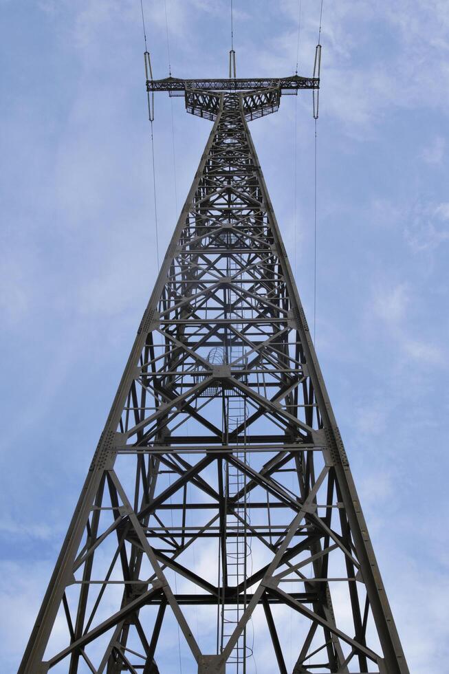 Power transmission pole, from below photo