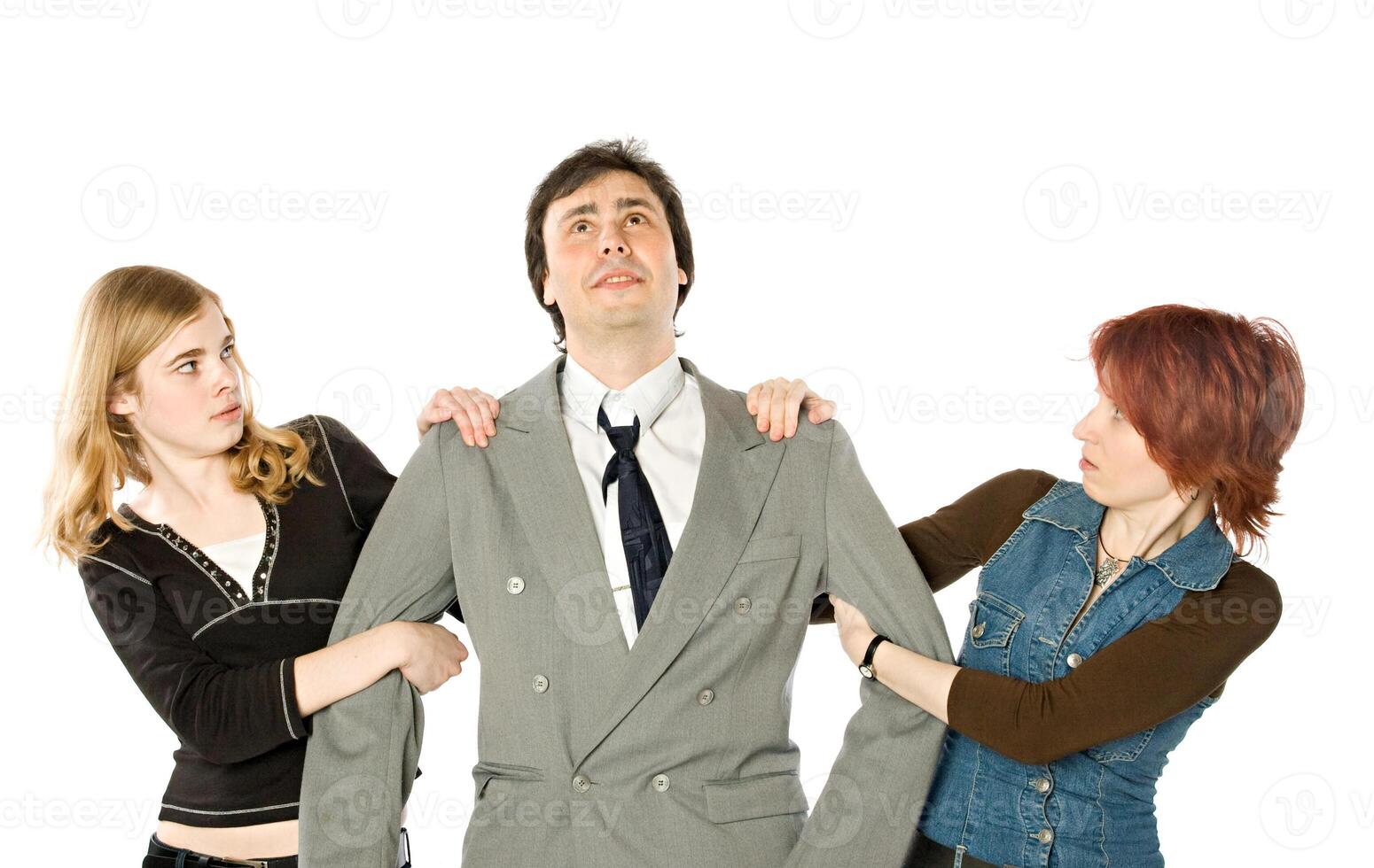Love triangle, isolated photo
