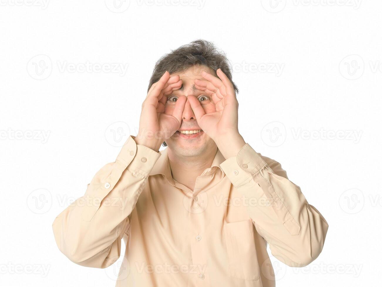 Man staring at something, isolated photo