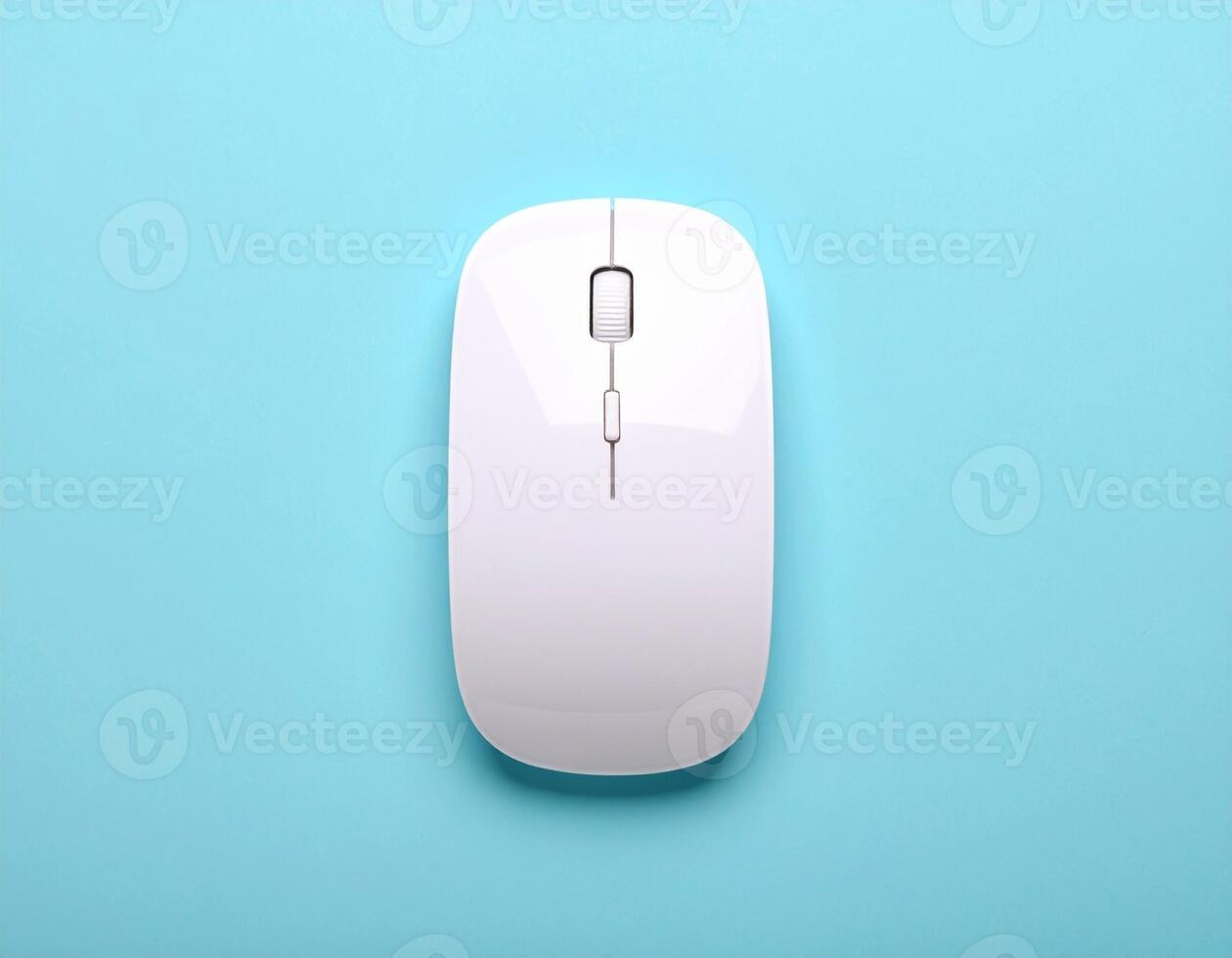Wireless Mouse on Clean Blue Backdrop photo