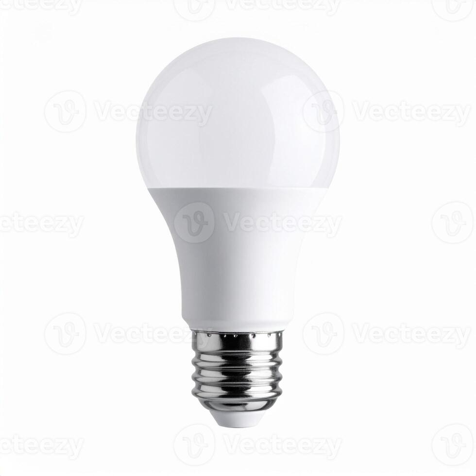 White LED Bulb with Chrome Base on White Background Version Two photo
