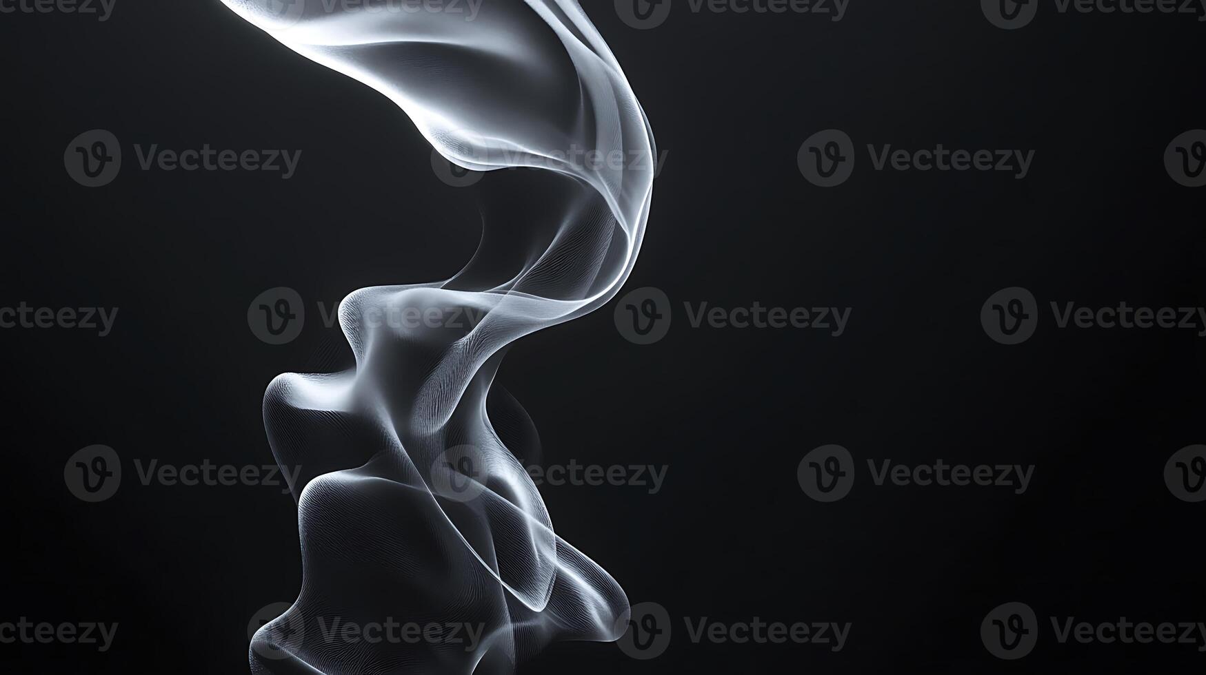 Elegant wisps of white smoke gracefully rising against a stark black background creating a serene atmosphere photo