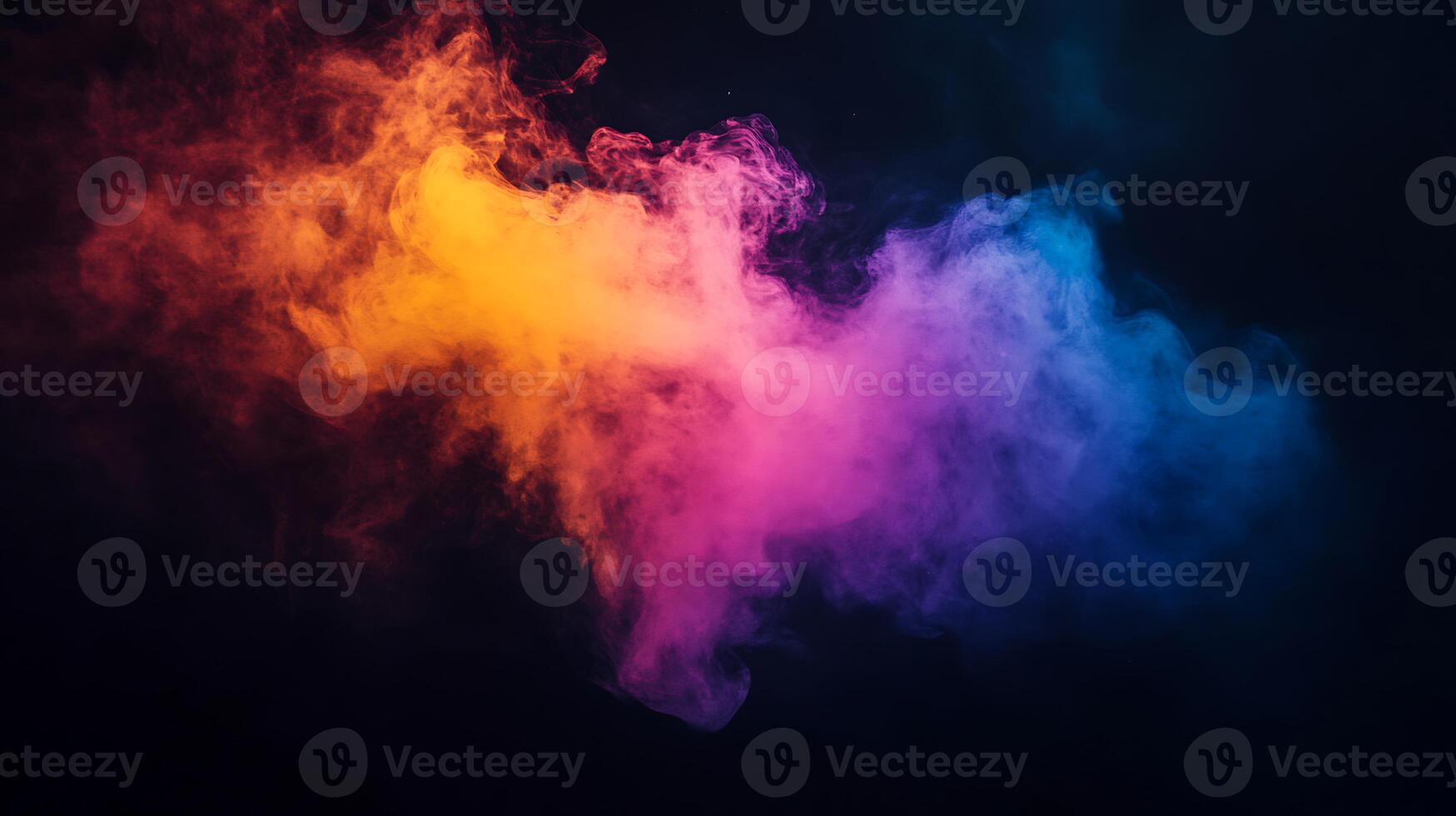 An abstract image of colorful smoke clouds against a dark background with vibrant hues and textures photo