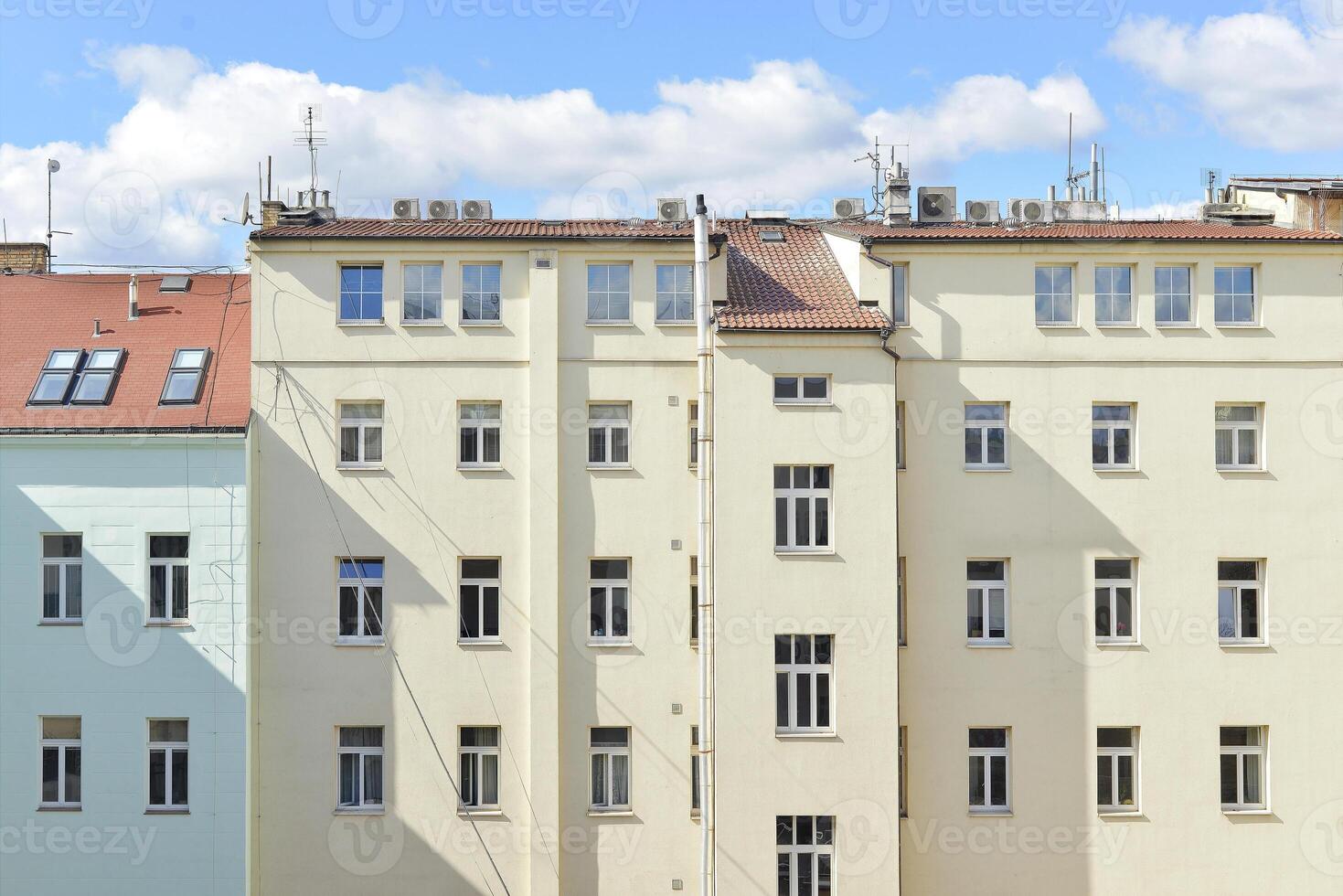 Modern czech architecture with cream white facade photo
