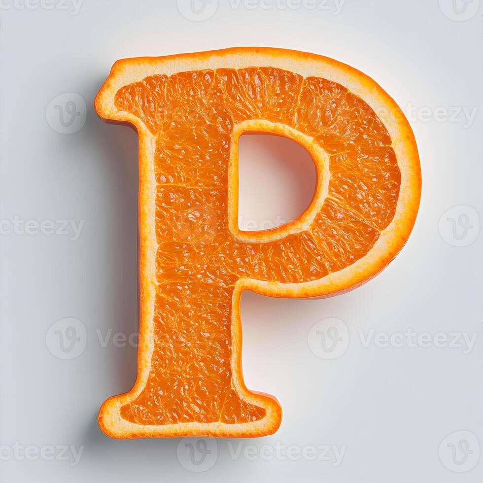 Letter p made from orange slice photo