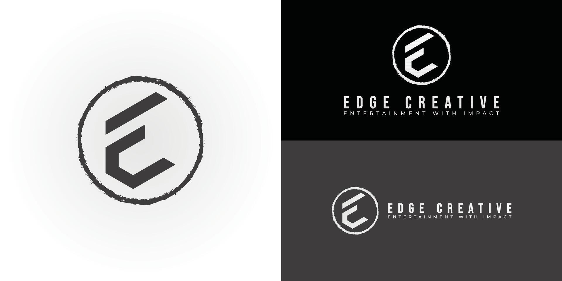 The logo has stylized EC shape inside a bold, hand-drawn circular frame. It represents modern production for your entertainment company. The geometric letterforms create a strong and contemporary look vector