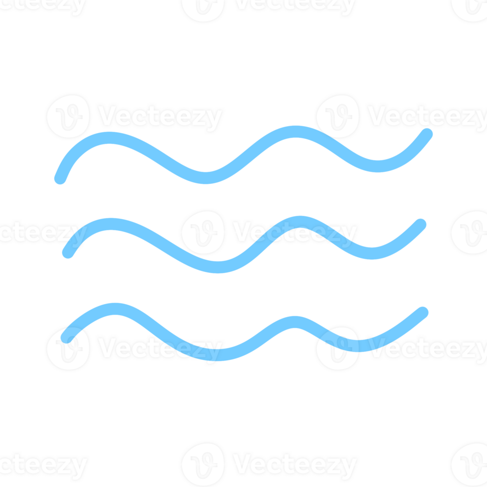 Wave element icon with hand drawn design style png