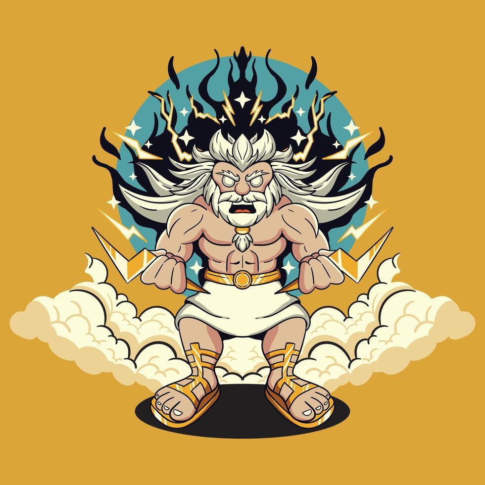 Kid-Friendly Zeus Unleashes Lightning vector