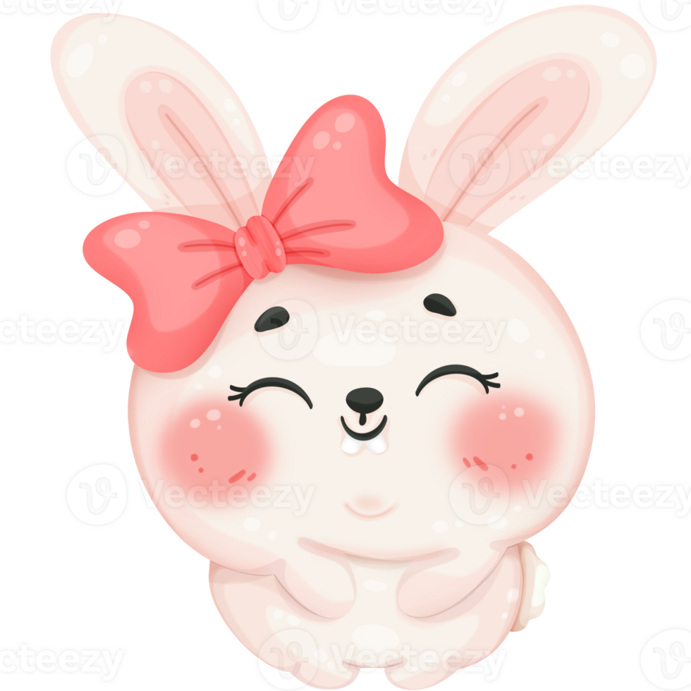 Smile cute pink rabbit cartoon png
