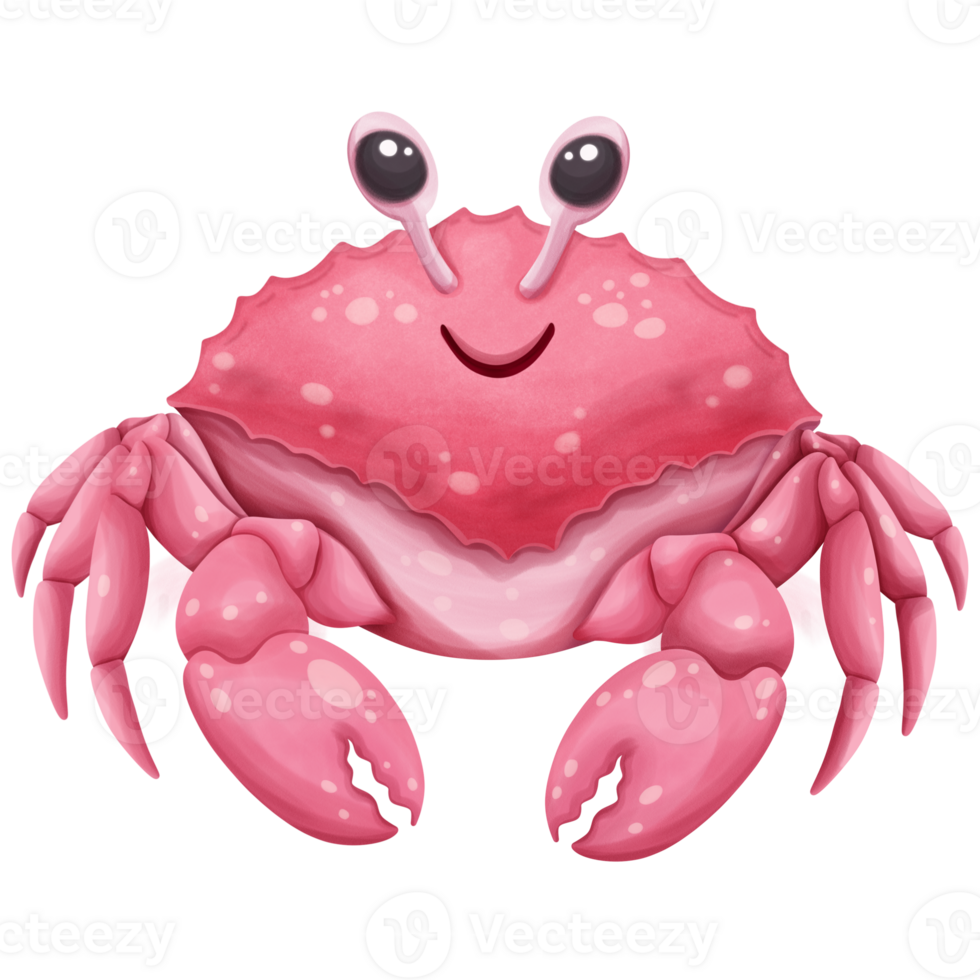 Pink crab watercolor png